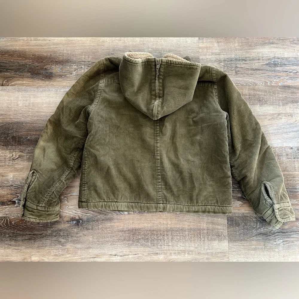 Vintage J.Crew Corduroy Olive Hooded Zip Jacket